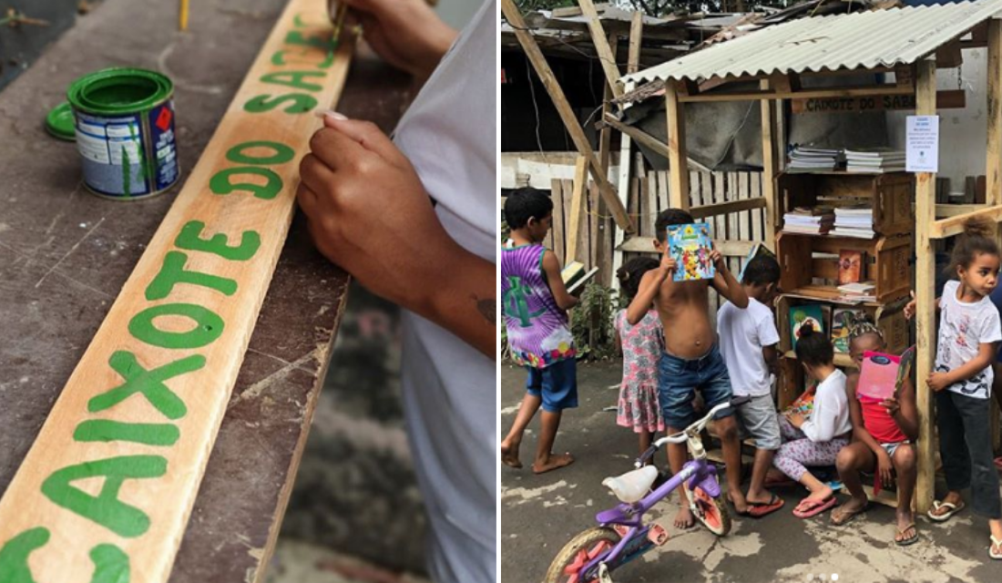 Comunidade do Rio de Janeiro recebe Caixote do Saber e crianças ficam em êxtase!