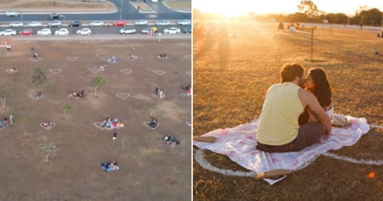 Brasília tem em praça, corações desenhados no chão em prol de isolamento