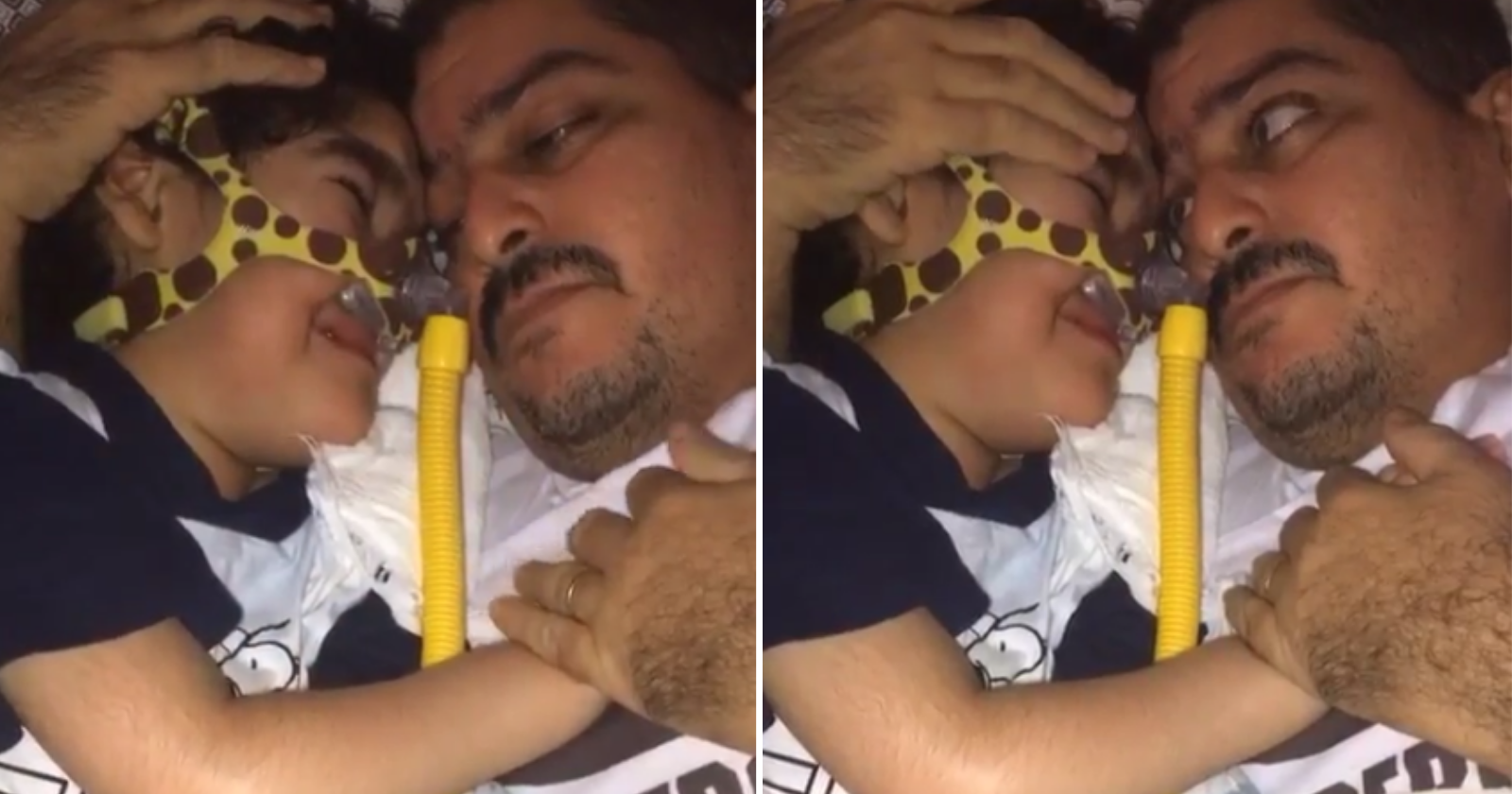 Vídeo de garoto com AME reencontrando seu pai após 2 meses emociona web com reação