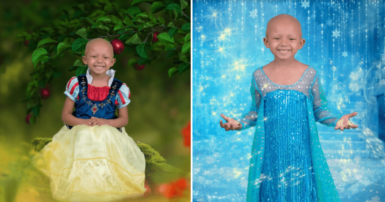 Fotógrafa cria cenários para garotinha de 5 anos com câncer se tornar princesa