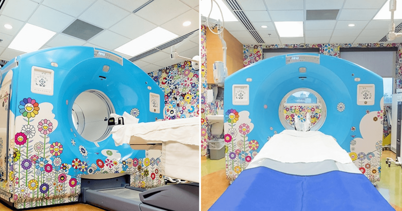 Artista transforma sala de tomografia infantil para alegrar crianças que chegam ao local