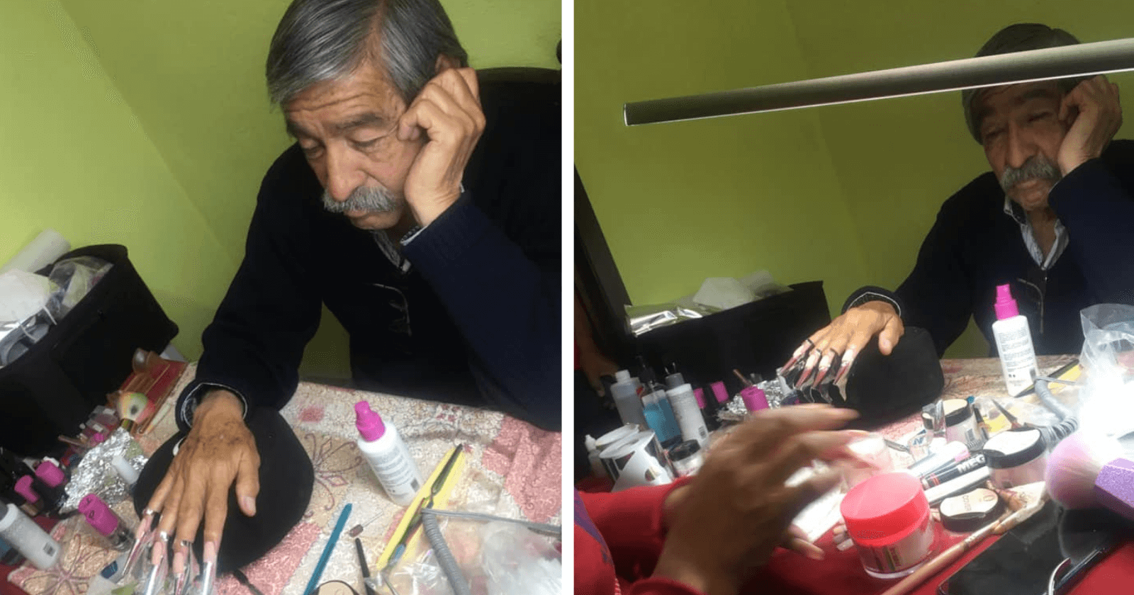 INSPIRADOR: Pai se dispõe a ser modelo para filha que está aprendendo a ser manicure