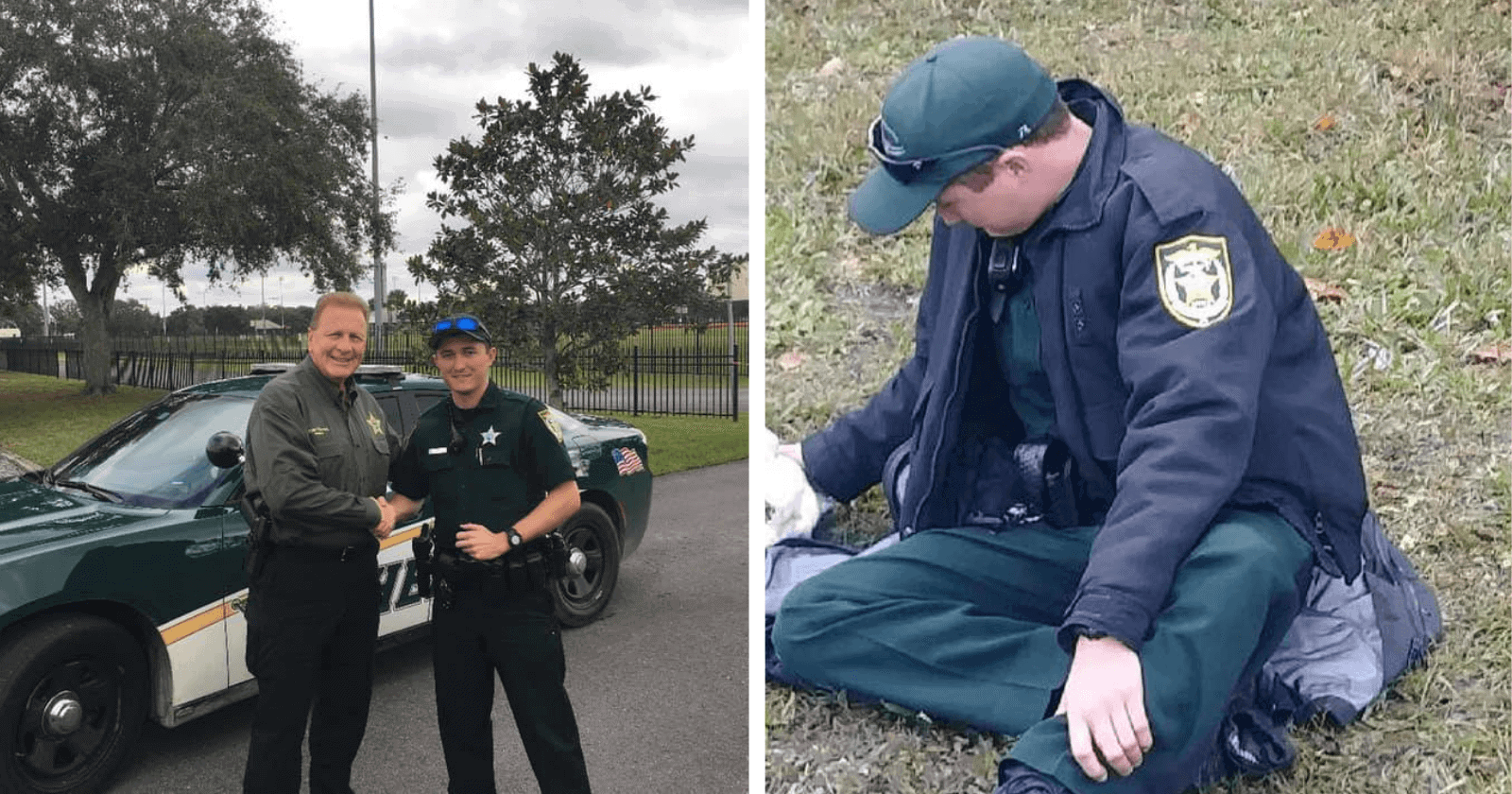 Para acalmar cachorro atropelado, policial cede seu casaco e reação do animal é comovente