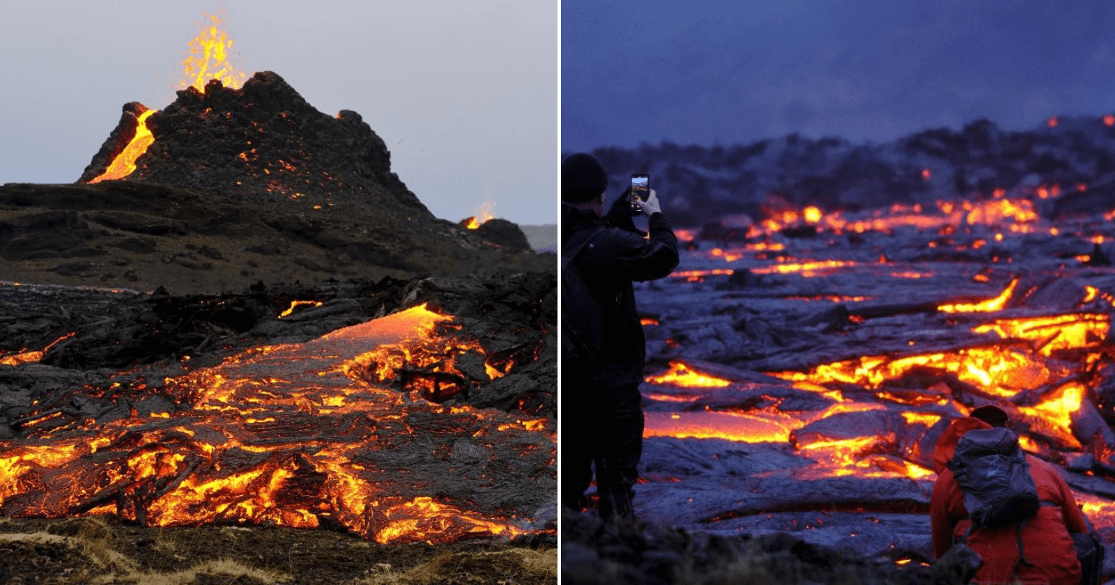 Beleza de vulcão que começou a entrar em erupção atrai turista para a Islândia