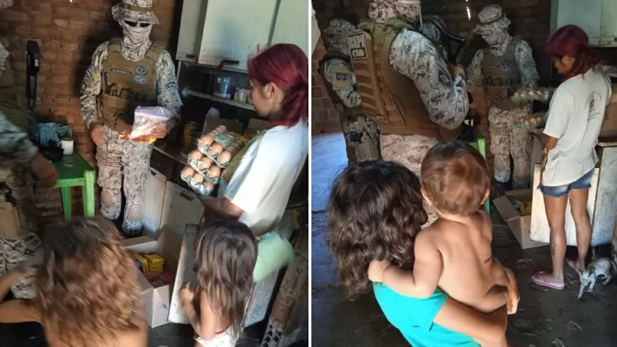 Policiais arrecadam alimentos para família com dificuldades que visitou durante busca
