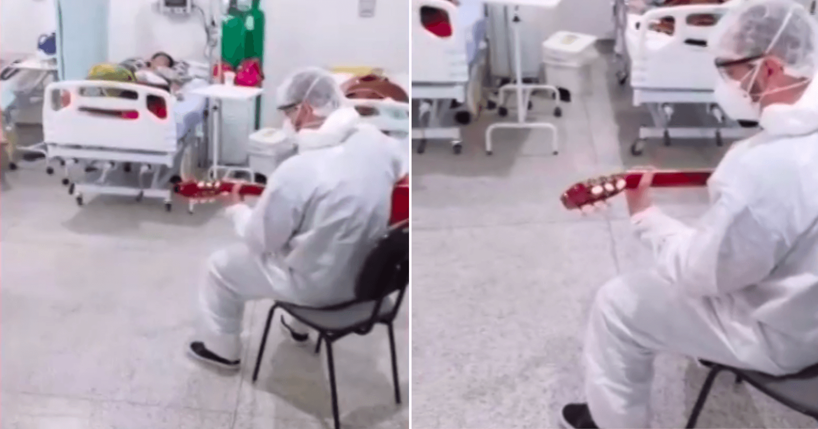 Enfermeiro alegra pacientes ao toca sua música de casamento para eles