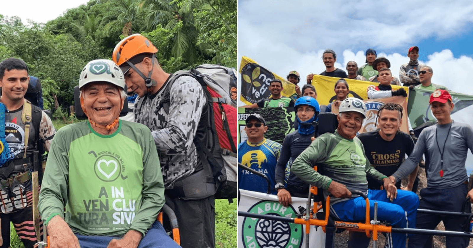Voluntários ajudam cadeirante a realizar sonho de subir serra