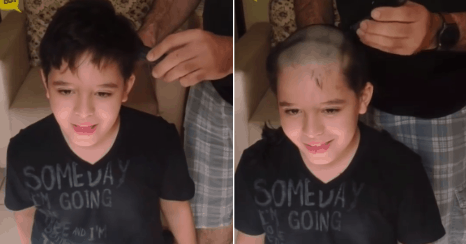 Garoto de 9 anos raspa cabeça em apoio ao melhor amigo com câncer