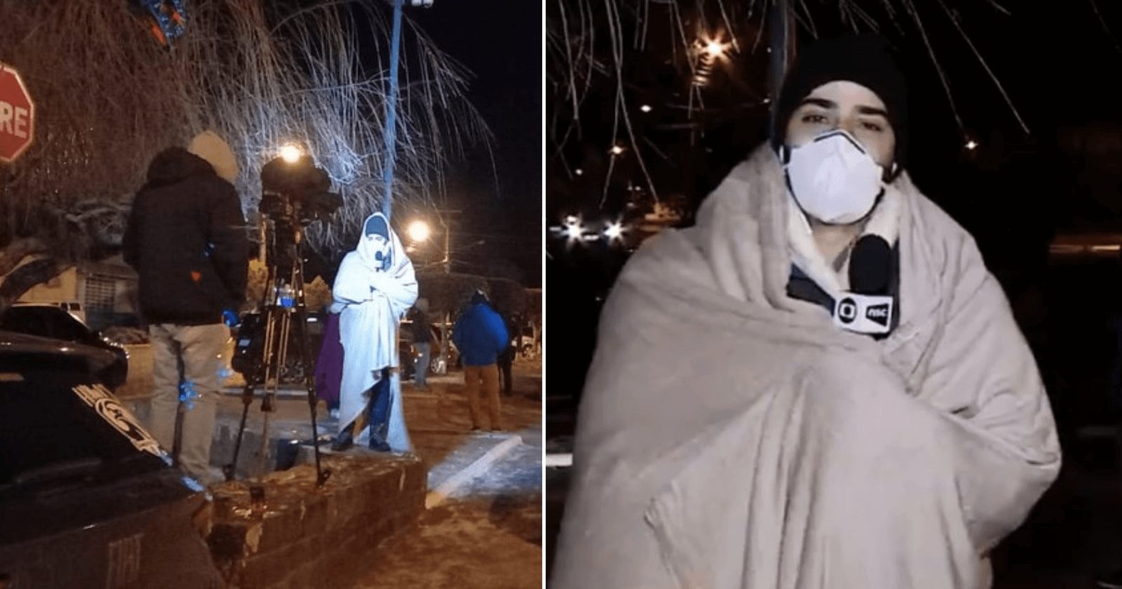 Família doa cobertor para jornalista que estava ao vivo sob -7ºC