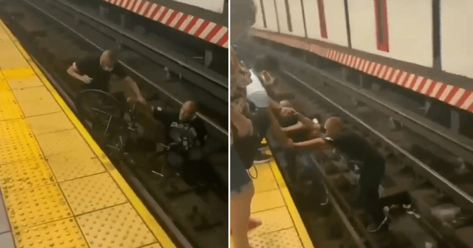 Homem pula nos trilhos do metrô para salvar cadeirante