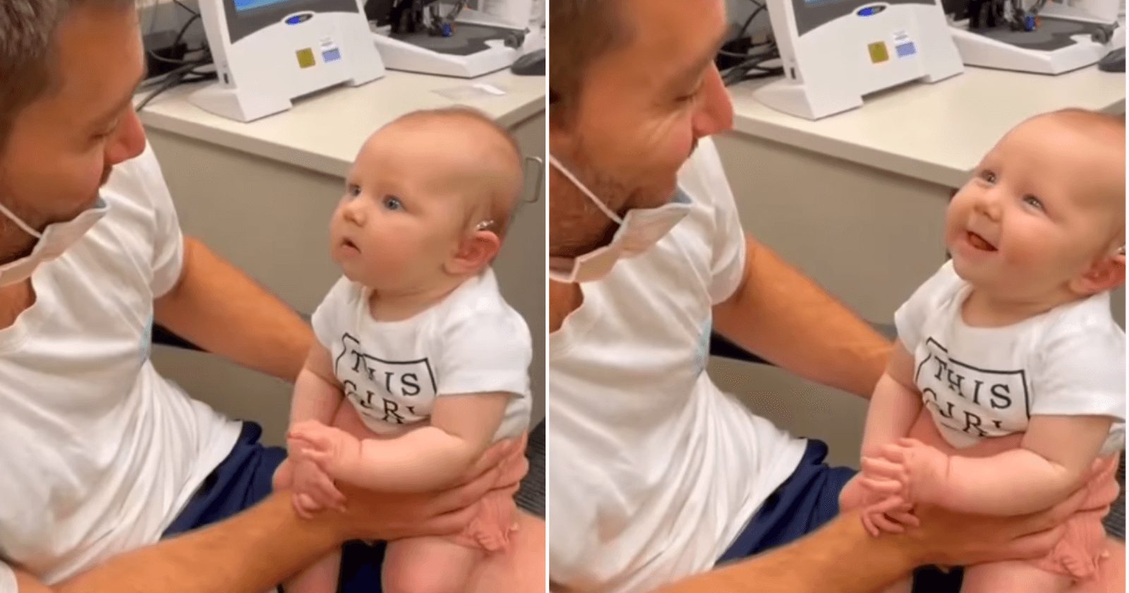 Bebê ouve pai pela primeira vez e reação é maravilhosa