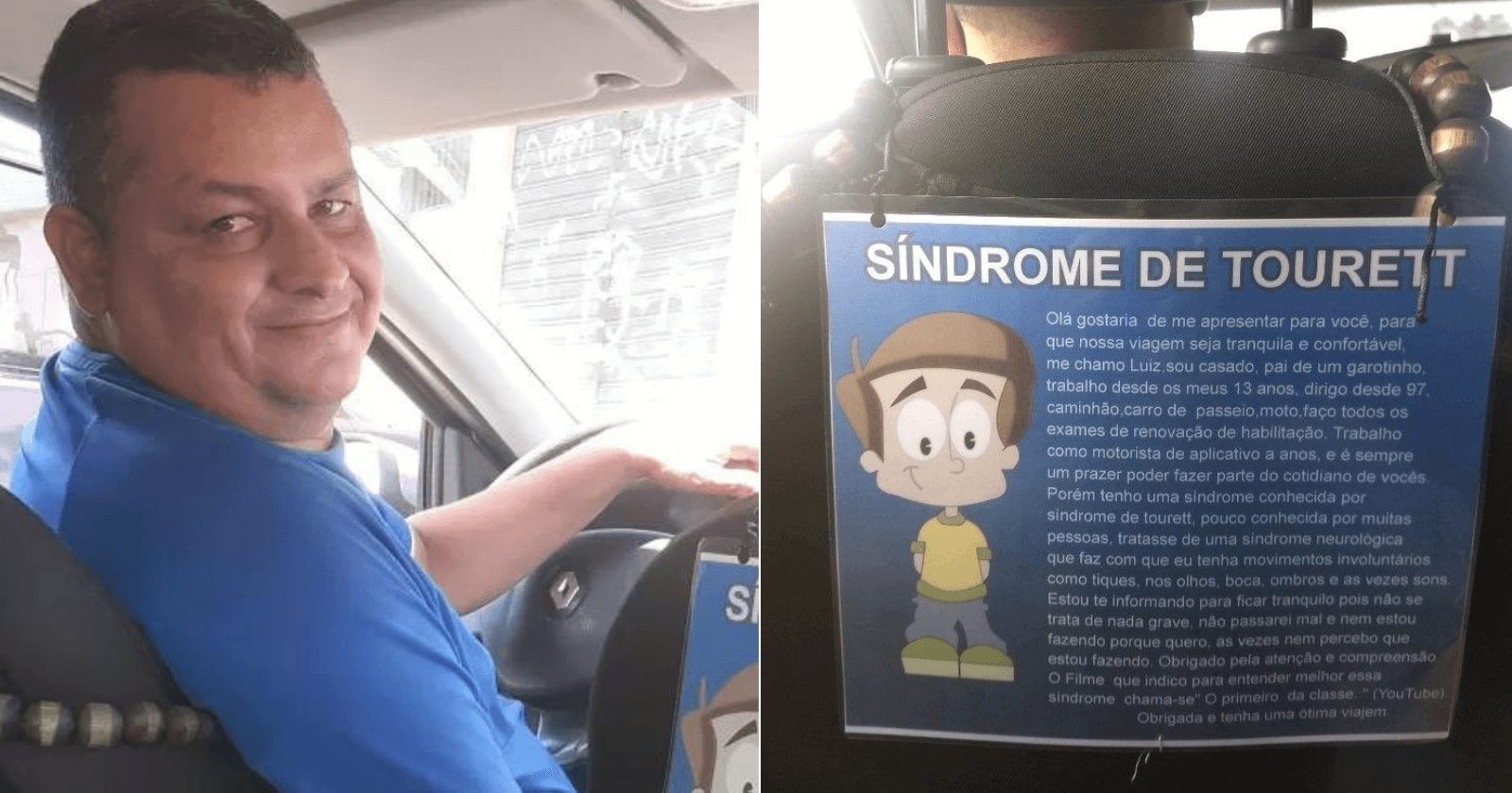 Uber encanta passageiros com cartaz informativo sobre Síndrome de Tourette