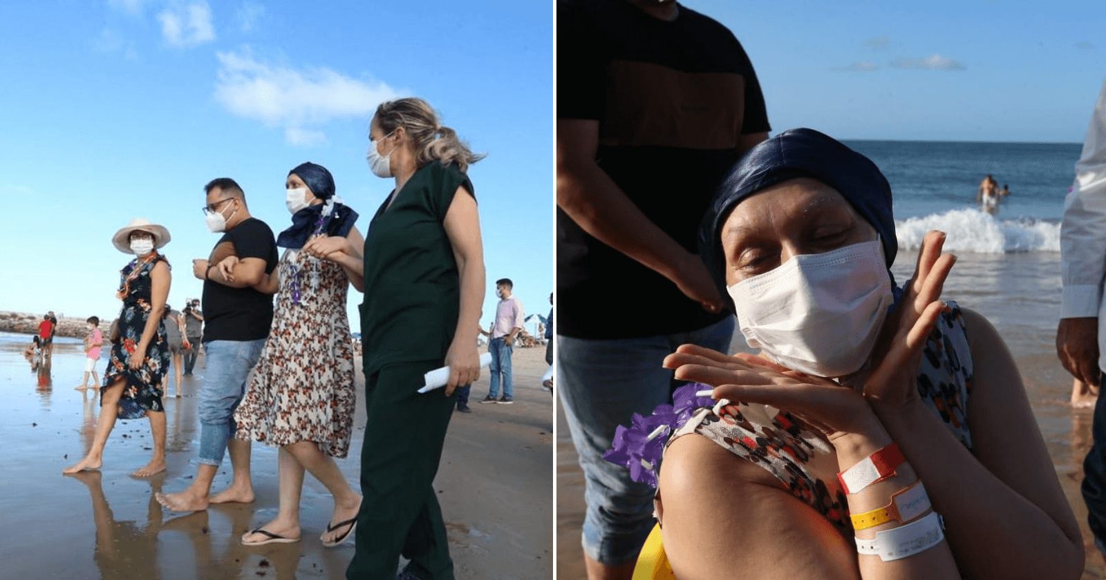 Médicos e familiares emocionam ao levar paciente terminal para ver o mar