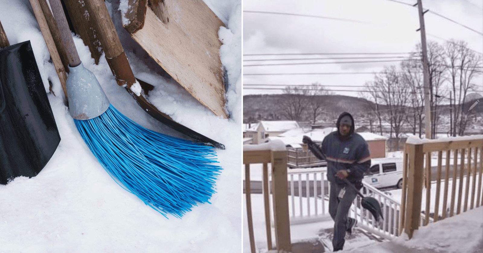 Como gesto de solidariedade, carteiro remove neve da casa de uma idosa deficiente