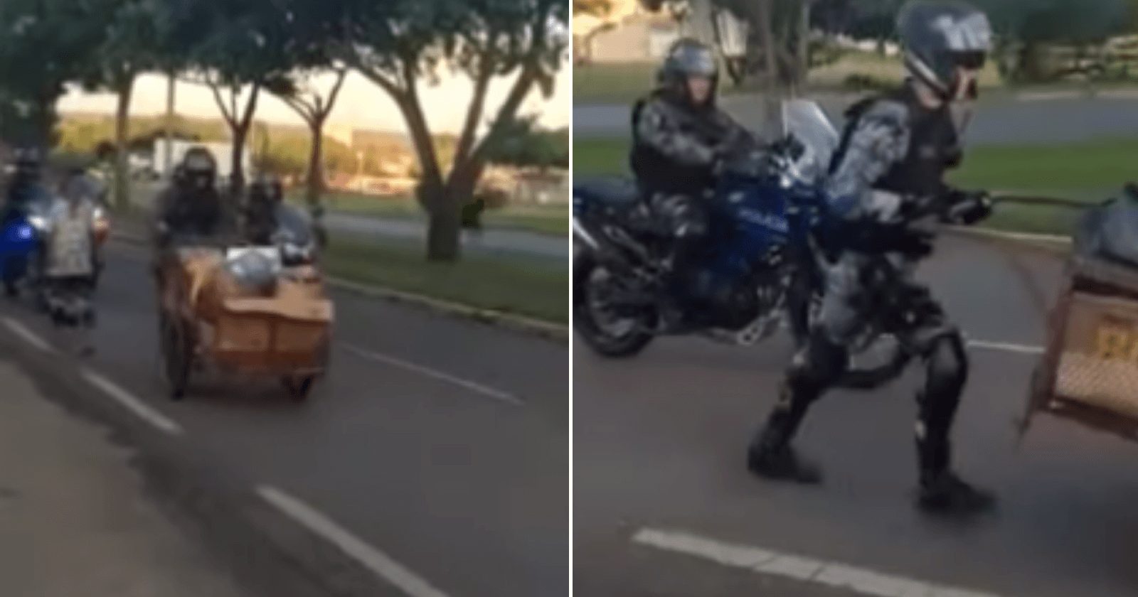 Policiais são vistos carregando carrinho de idosa e solidariedade viraliza na web