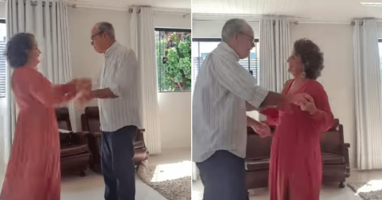 Mulher emociona ao dançar para marido com demência e alegrá-lo de forma doce