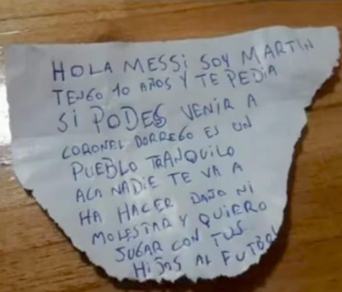 Goleada de empatia: Pequeno torcedor envia bilhete emocionante para o craque Messi