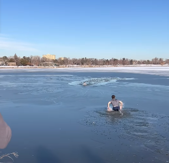 Herói de coragem: Homem resgata cachorro desconhecido em lago gelado e pessoas se unem para aquece-lo (Imagem: Reprodução/ Instagram)