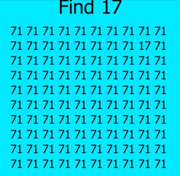Onde está o número 17? Teste de atenção requer muita inteligência, prove que é capaz (Imagens: Sun)